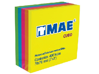 NOTA ADHESIVAS NEON CUBO 76X76